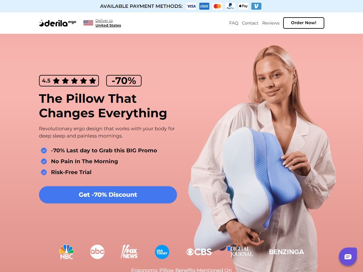 Derila Ergo — The Pillow That Changes Everything — Get 70% Off
