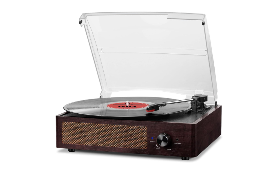 Vinyl Record Player Turntable with Built-in Bluetooth Receiver & 2 Stereo Speakers