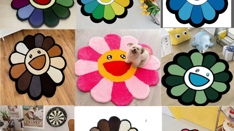 Carpets INS Cartoon Flower Round Carpet Anti-slip Children’s Playground Soft