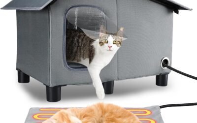 Heated Cat House for Outdoor Cats – Waterproof Weatherproof Elevated Cat Shelter for Winter