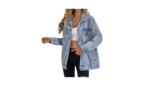 LifeShe Women’s long oversized denim jacket